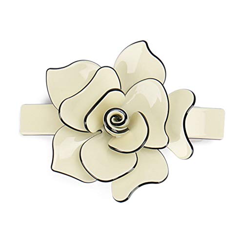 Flower Hair Ornament - French styles Hair Barrette Clip for Women Girl Classic Hair Accessory Jewelry - Beauty Tiara for Braids Office Career Wear (Yellow)