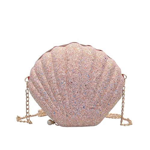 Image of CXINLky Shell Bag, Sequins, Shell Bag Women, Bag Glitter Beautiful Shell Pearl Crossbody Shoulder Shiny Evening Bag, Pearl Shell Handbag, Glitter Bag, A-Pink