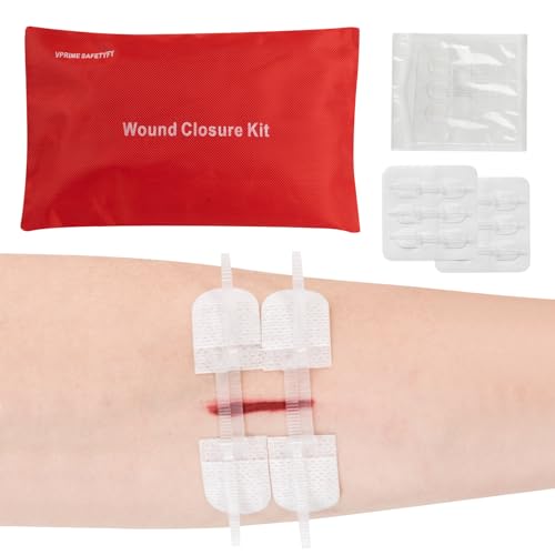 Emergency Wound Closure Kit for Lacerations, 6pcs with Dresssings, First Aid Zip Stitch Bandage Devicefor Cut Care, Skin Closures, Outdoor Survival, Trauma Care, Medical Emergency Preparedness Supplies