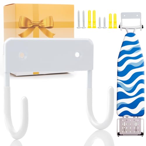 damazigege Ironing Board Holder Wall Mount 5-Inch Wall Mount Ironing Board Hanger Metal Holder for Laundry Room Space-Saving & Easy Install White
