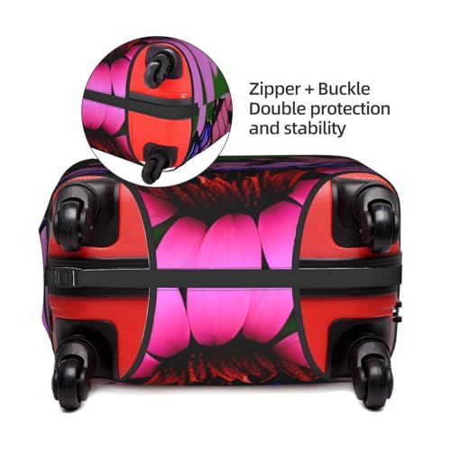 Pink Flower Purple Butterfly Tsa Approved Luggage Cover For 18-32 Inch Suitcases Scratch-Resistant Stretch Luggage Cover4