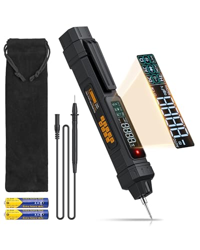 Neoteck 2 en 1 Testeur de Tension Multimètre Numérique TRMS 6000 Détecteur de Tension sans Contact NCV avec Écran LCD pour Tension AC/DC Résistance Diode Continuité Capacité Fréquence - Coque Noir
