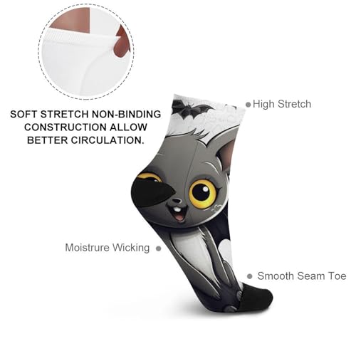 Cute Bat Socks for Women Men Cotton Sock Breathable Boot Socks Warm Calf Socks for Hiking Work Crew Socks Thin Casual Long Socks 11.8 in3