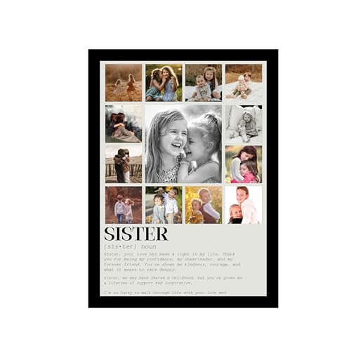 Image of Art Street Customized Sister's Gift for your Sister with 13 Pictures Collage print for Sister Gifts Photo Frame With Photo Upload, Birthday, Couple, Rakhi (9.2x12.6 Inch)