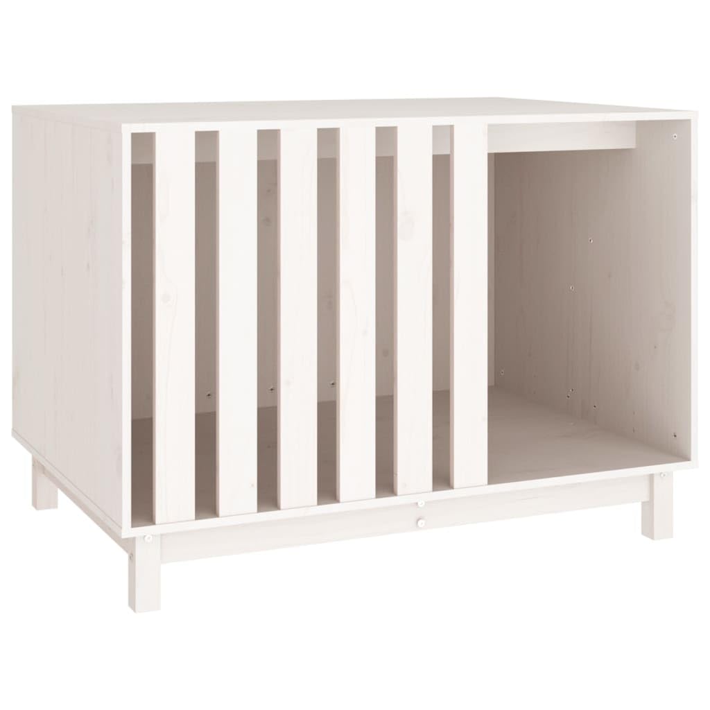 vidaXL Solid Wood Pine Dog House Indoor Outdoor Wooden Dog Cage Bed Kennel Pet Sleeping House Puppy Crate Pet Cabin Puppy Kennel White 100x70x72 cm