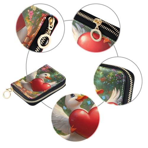 Love Dove Heart Wings Romantic Womens Wallet Zip Around RFID Blocking Card Holder Cute Animal Coin Change Purse with Zipper4