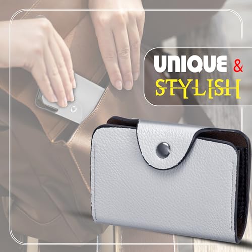 Storite 12 Slots Leather Credit Card Holder Wallet for Men & Women (10.5 x 7 x 2 cm, Grey) 6 41DKOeuAHAL