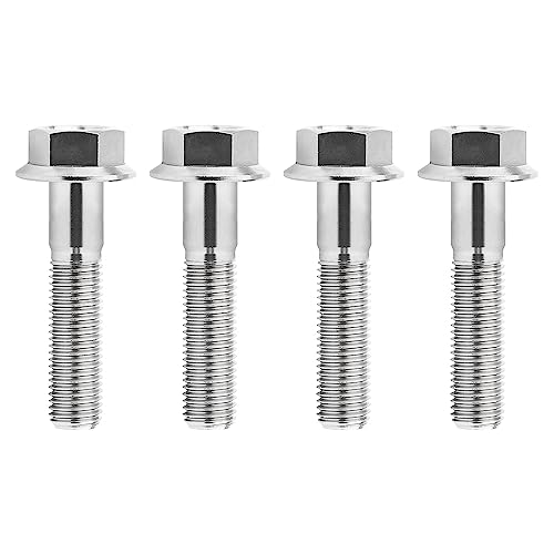 Image of Ti Screws M10 x 20 25 30 35 40 45 50 55 60 65 70 75 80 90 100mm 1.25 Pitch Titanium Flange Hex Bolt Pack of 4 (Silver, M10x45mm)