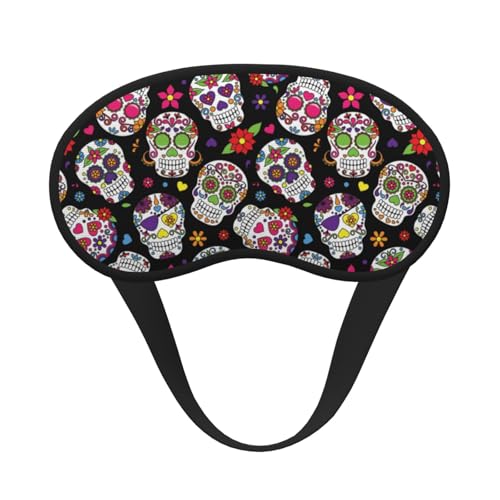 Antifaz para dormir con diseño de calavera de azúcar, cómodo antifaz para dormir, ligero y divertido, para hombres y mujeres.