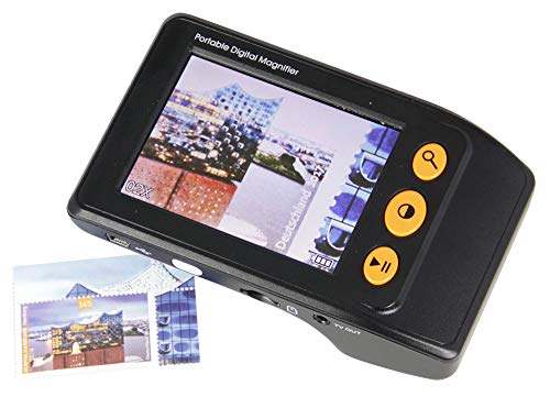 Safe 9791 Video Lupe „Pocket“ – Elektronische Leselupe mit 9 cm Bildschirm, 2X-25X Vergrößerung, Speicherfunktion & Monitor-Anschluss – Kompakte Sehhilfe inkl. Zubehör