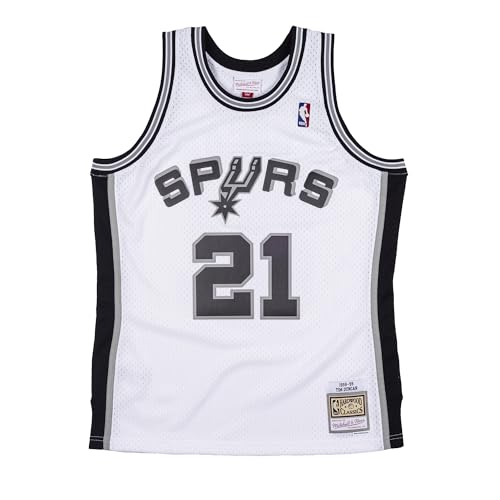 Mitchell & Ness NBA Swingman Jersey – San Antonio Spurs, Tim Duncan, 1998–99, Hardwood Classics, Blanco (FR/ES, Letras, XL, Regular, Regular)