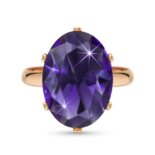 Linawe Bagues violettes en améthyste pour femmes, bague en or rose, bijoux réglables, grandes tailles, bague en diamant moissanite, bagues tendance, bijoux...