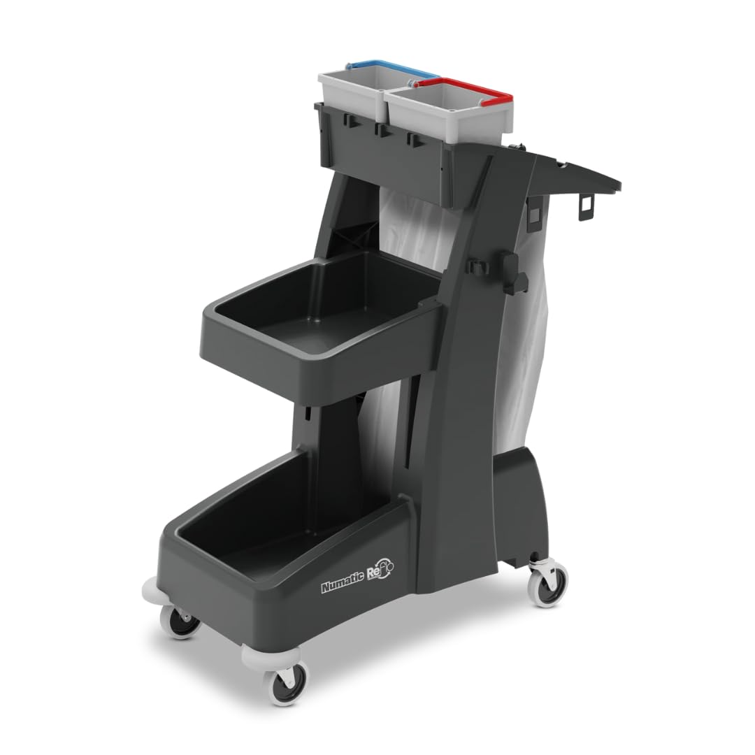 Avern Professional Janitorial Cleaning Trolley Housekeeping Cart 120L Waste Bin For Hotels Schools Hospitals Offices Commercial Industrial - 1 Year Warranty (MM6 Trolley)