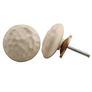 IndianShelf 2 Packs Cream Solid Ceramic Drawer Knobs for Kitchen Cabinet Hardware Decorative Door Pulls Dresser Premium Elegance