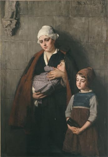 Cuadro Pintura al óleo Pobre pero rico, Lienzo Emotivo de Therese Schwartze 60x90cm