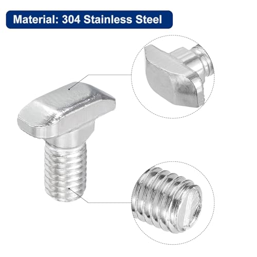 Image of uxcell 30Pcs T-Slot Bolts, M8 x 16mm Hammer Head Bolt T Screw Drop-in Stud for 4040 Series T-Slot Aluminum Extrusion Profile, 304 Stainless Steel, Silver