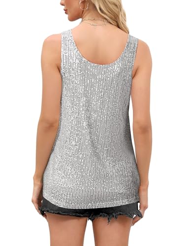 Sequin Tops for Women Sleeveless Scoop Neck Sparkle Shimmer Tanks Tops Sexy Party Base Tank Top Fashion Shimmer Cami3