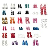 51PCS Doll Accessories + 1 Shoe Rack 30 Pairs Doll Shoes 10 Handbags 10 Glasses Replacement Fashion Playset Accessories Different Assorted Colors High Heel Boots for 11.5 Inch Girl Doll