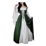 ZQTWJ Damen Mittelalter Kleid Trompetenärmel Bodenlange Vintage Kostüm Viktorianisches Renaissance Gothic Prinzessin Lange Kleider für Festliche Karneval Fasching Cosplay Party Große Größen