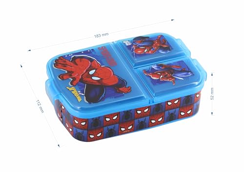 Image of SKi Homeware Trio 3 Compartment Bento Lunch /Snack Box + Sipper Bottle Combo |for Kids' School, Picnic, Sports | for Return Gifts or Party Favours- Spidrman
