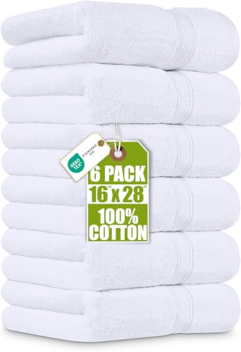 Utopia Towels Toallas de Mano, 41 x 71 cm, Paquete de 6, Blanco