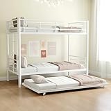 【Lits superposés sécurisés &Échelles intégrées】 Le lit supérieur est entouré de barrières de sécurité sur toute la longueur, d'une hauteur de 31 cm, qui garantissent la sécurité tout au long de la nuit, empêchent les chutes accidentelles et offrent un environnement sûr et confortable. Il y a des échelles sur les côtés gauche et droit du lit. Vous n'avez donc pas à vous soucier de savoir de quel côté se trouve le mur.