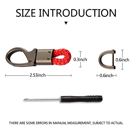 Car Key Fob Keychains Holder Clip With Detachable Valet Key Ring & Anti-Lost D-Ring For Men And Women,360 Degree Rotatable, With Screwdriver,Fit All Cars (Red) #TOP1