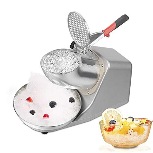 120V 300W 143lbs Electric Dual Blades Ice Crusher Shaver Snow Cone Maker Machine Silver for Home and Commercial Use (Silver, OneSize)
