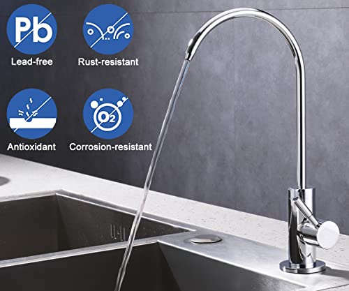 Image of ESOW Kitchen Drinking Water Faucet, 100% Stainless Steel, Swan Neck Tap Basin | Sink Faucet 360 Swivel | Table Top Pillar Cock | Tap Sink for Home, Bathroom & Office (Polished Chrome Finish)