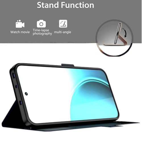 Image of Kapa Noble Slim Magnetic Leather Flip Case Cover for Oppo Reno 14 5G | Card Holder Stand Flip Wallet Case (Black)
