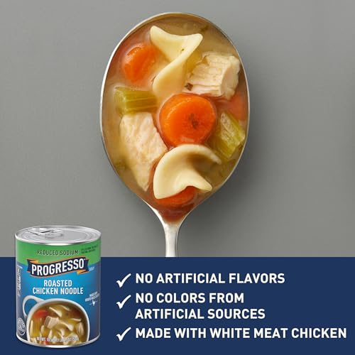 Image of Progresso Reduced Sodium Canned Soup, Roasted Chicken Noodle Soup, 18.5 oz (Pack of 4)