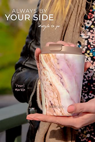 MAMEIDO Termo Cafe 350 ml, Vaso Termico Antigoteo, Taza Termica acero inox sin BPA, Vaso Termo Cafe para llevar (Pearl Marble) - Imagen 4
