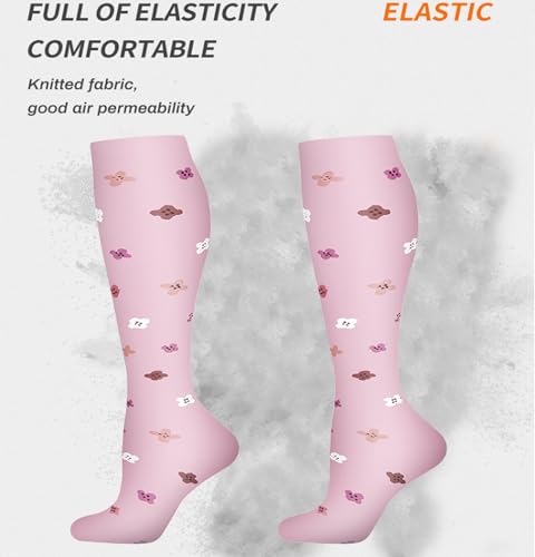 Image of Women's Knee High Compression Socks for Running Work Support Nurses Pregnancy Travel,Colorful Over The Calf Socks,#W402