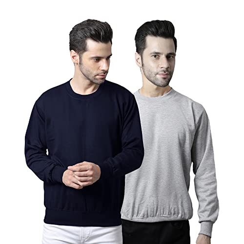 Image of Mack Jonney Fleece Round Neck Solid Sweatshirt for Men (Pack of 2)-SW RRN NVY BLK 02-P