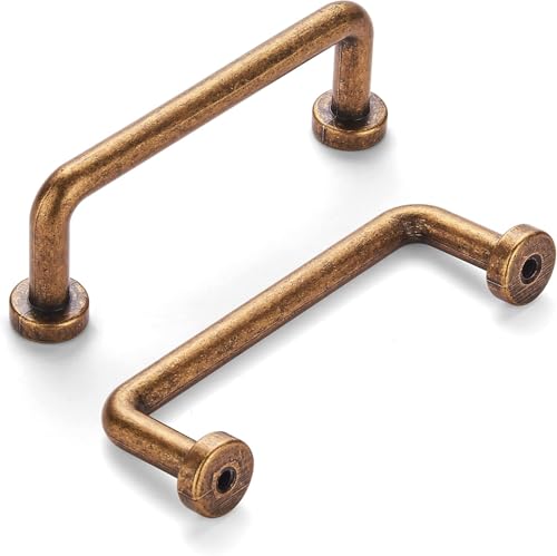 khtumeware 8 Pack 2-1/2 Inch Antique Brass Vintage Cabinet Handles & Drawer Pulls - Decorative Hardware Pulls with Screws Classic Kitchen & Bathroom Handles for Furniture Dresser Cabinetry