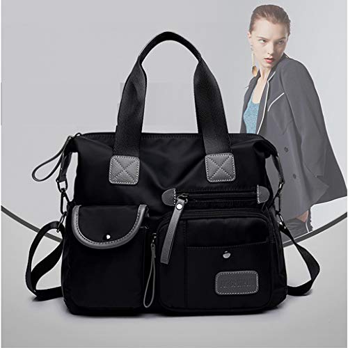 #N/A Bolsa Feminina De Nylon Resistente à água Mensageiro Em Cruz Bolsa De Ombro - Preto