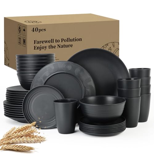 Wrova Wheat Straw Dinnerware Set of 40 Pieces - 10