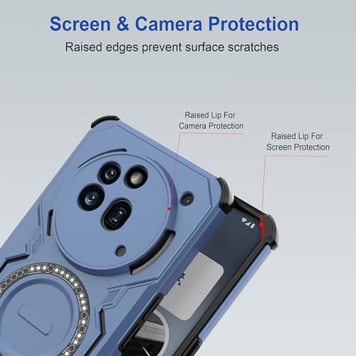 Image of Zapcase Back Case Cover for Nothing Phone (3a) Pro | Magnetic Case with Built-in Metal Ring | Supports MagSafe Charger, Wallet & Car Mount | Shockproof Hybrid PC + TPU | Blue