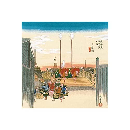 風呂敷 丹後ちりめん 浮世絵 68cm 風呂敷 (ふろしき) 歌川広重 東海道五十三次 日本橋 和柄 (和風/和/和小物/和物) 日本製 (国産) 通販 ギフトに。