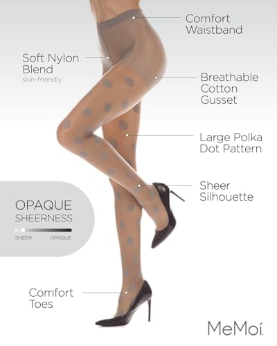 MeMoi Women's Sheer Polka Dot Nylon Tights3