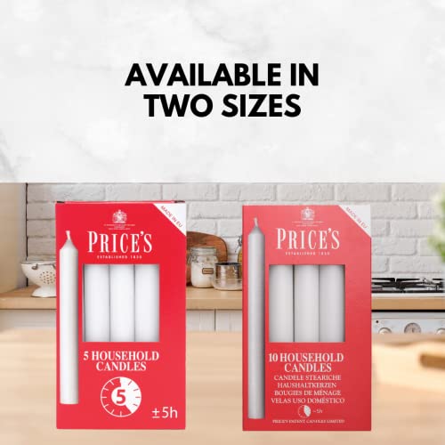 Price's - Household Candles - Pack of 5 - Unscented - 5 Hour Burn Time - Premium White Wax - Image 6