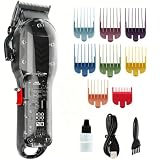 Tuanchuanrp Professional Hair Clippers for Men, Cordless Barber kit for Hair Cutting & Grooming, Hair Clippers Set for Barber Haircut with LED Display 8 Fade Taper Combs(Black)