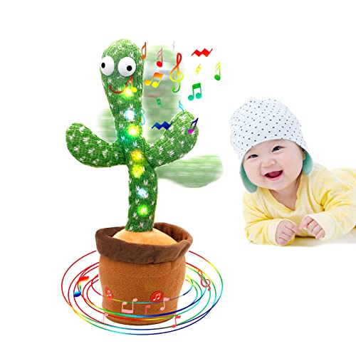TikTok 120 English Hit Song Dancing Cactus Toys,Talking Cactus Toys,Singing Cactus Toy,Cactus Toys with Colorful Glowing,Gifts of Fun Toys for Boys and Girls,Repeats What You Say Cactus Plush Toy