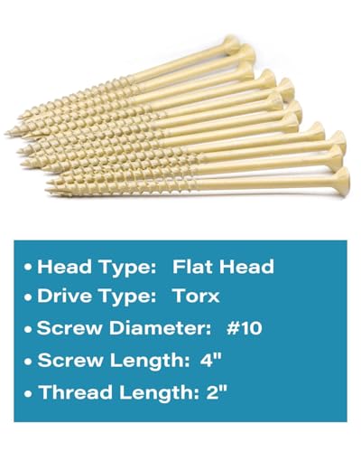 Image of #10 x 4 Inch Deck Screws - 200 Pcs, Exterior Wood Screws, Carbon Steel Star Drive, Coarse Threads, Anti-Corrosion, Tan Coated, Rust-Resistant for Decks, Fences, and Outdoor Projects | by IMSCREWS