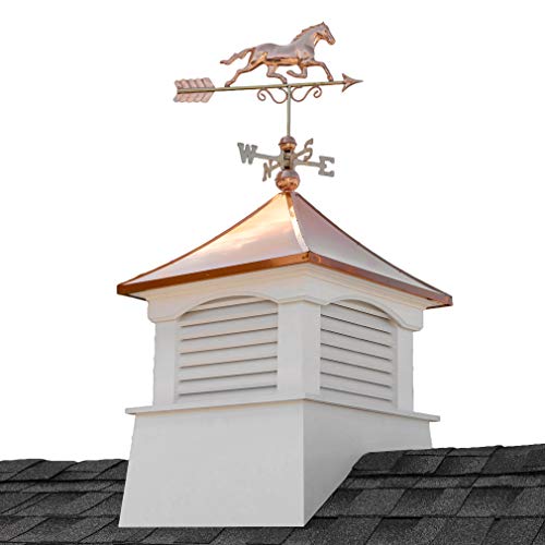 30″ Square Coventry Vinyl Cupola with Horse Weathervane by Good