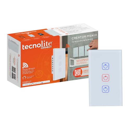 Tecnolite Connect - Apagador Inteligente Táctil WiFi 3 Circuitos,...