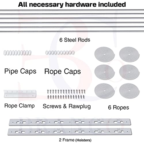 Image of CIPLA PLAST Heavy Duty Rust Proof UV Protected Nylon Ropes | Ceiling Pulley Operated Individual Drop Down Drying Rack | Ceiling Clothes Hanger /Stand for Balcony /Bathroom