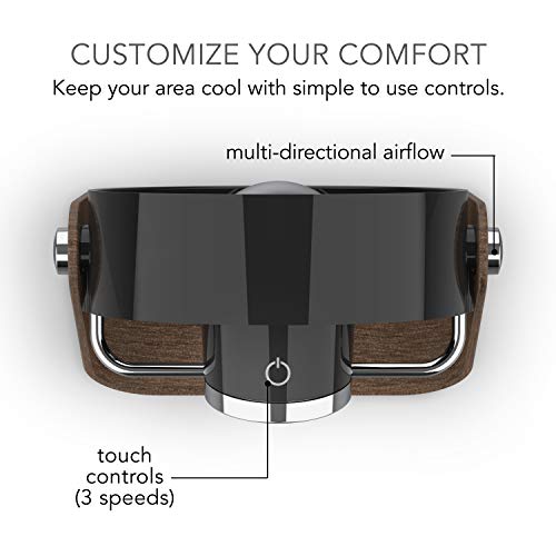 Sharper Image SBS2-SI Medium Personal Fan with Soft Blades, 3 Speeds, Touch Control, Quiet Operation, 6 ft. USB Cable, Black/Walnut - Image 4