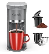 Karosie Small Single Serve Coffee Maker, Fast Brew for K-Cup & Ground Coffee, 6-12 Oz Brew Sizes,...