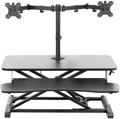 VIVO Height Adjustable 32 inch Standing Desk Converter with Dual ...